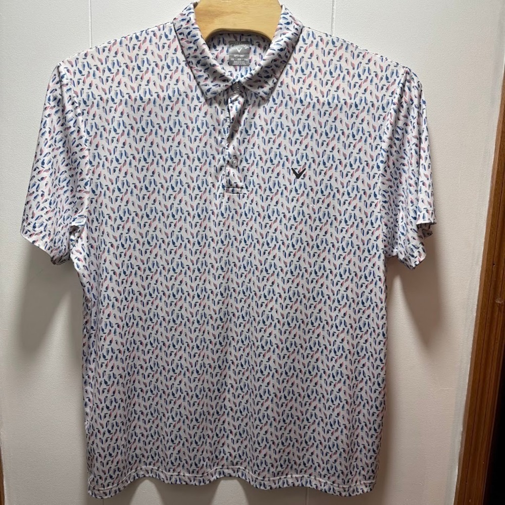 Callaway Opti-Dri Mens Size XX Large Golf Polo Shirt All Over Birdie Print‎